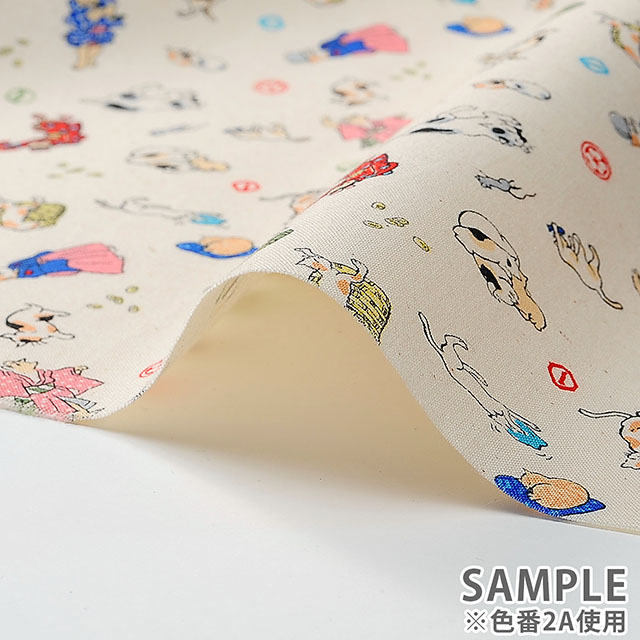 生地 ヤオヨロズ和柄 浮世絵風猫(AP11802) 2E.黒 99Zz99_