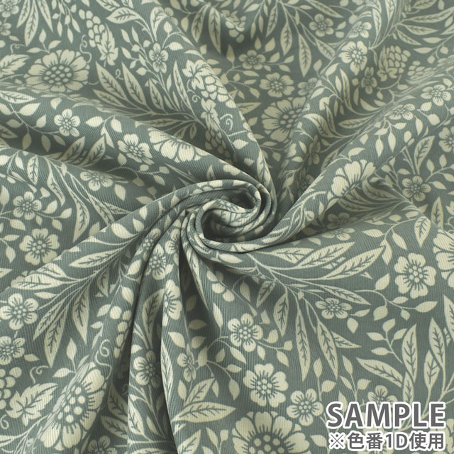 生地 21W コーデュロイプリント 花柄(AP25403) 1C.ラベンダー 09Bl24_