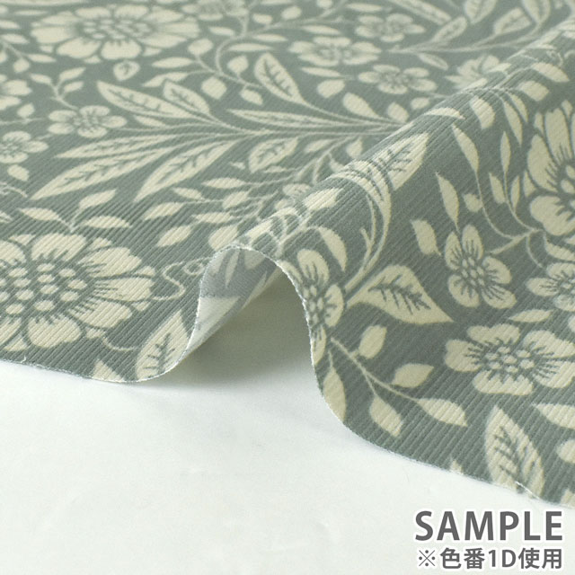 生地 21W コーデュロイプリント 花柄(AP25403) 1C.ラベンダー 09Bl24_