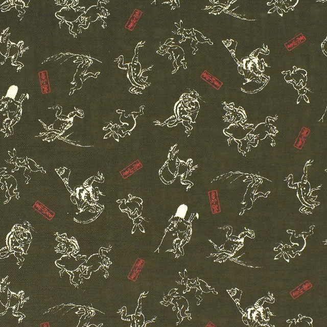 生地 鳥獣戯画/モーリークロス(AP25805) 1C.うぐいす 09Ag17_