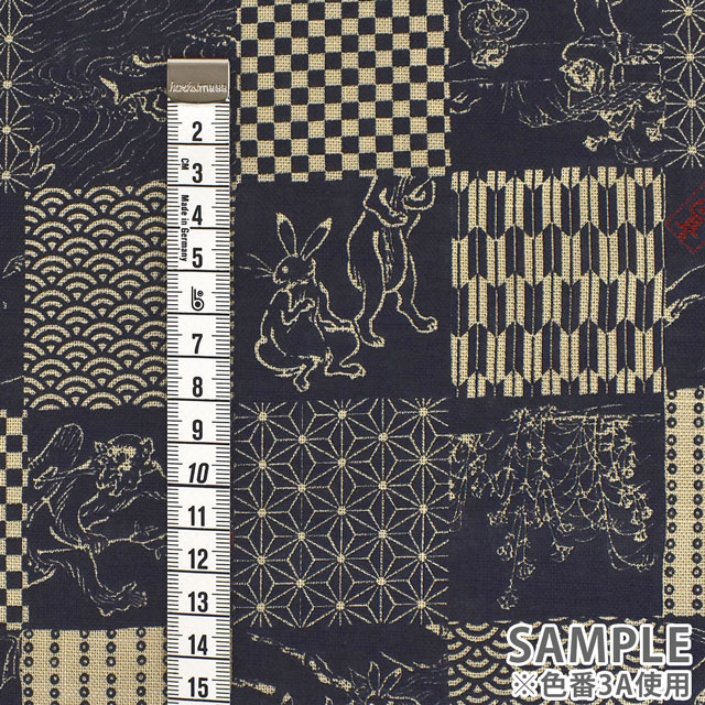 生地 鳥獣戯画/モーリークロス(AP25805) 3C.抹茶 99Zz99_