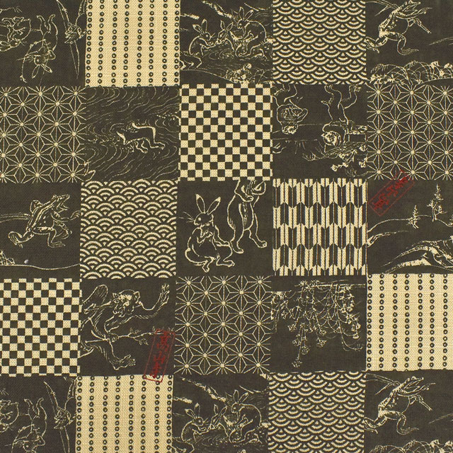 生地 鳥獣戯画/モーリークロス(AP25805) 3C.抹茶 99Zz99_