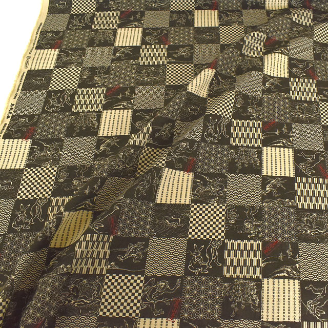 生地 鳥獣戯画/モーリークロス(AP25805) 3C.抹茶 99Zz99_