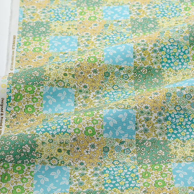 生地 小花ブロードプリント 7.パッチワーク(AP4187) 7C.グリーン 99Zz99_