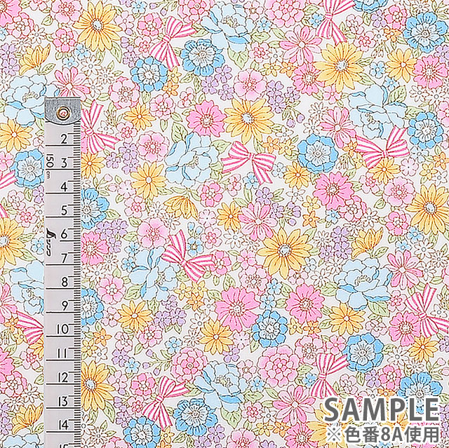 生地 小花ブロードプリント 8.リボン(AP4187) 8D.パープル 09Af15_