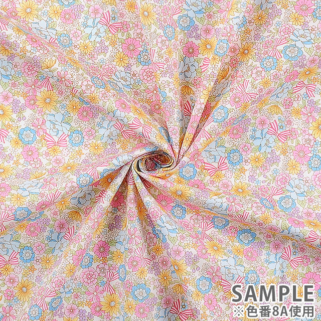 生地 小花ブロードプリント 8.リボン(AP4187) 8D.パープル 09Af15_