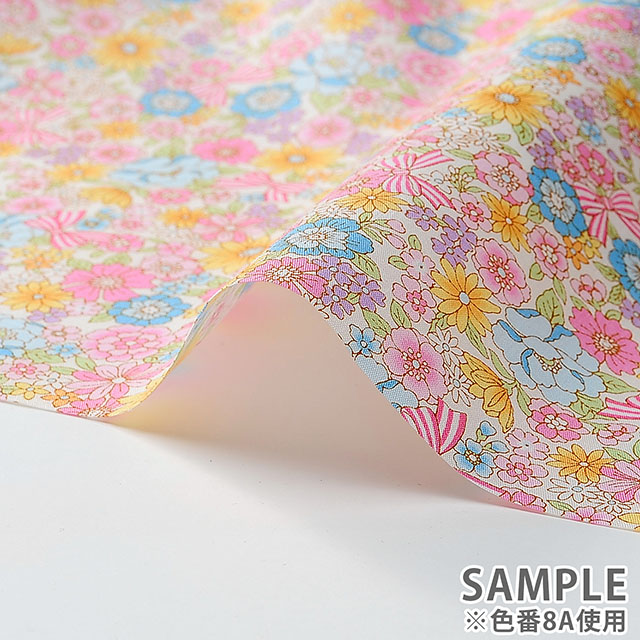 生地 小花ブロードプリント 8.リボン(AP4187) 8D.パープル 09Af15_