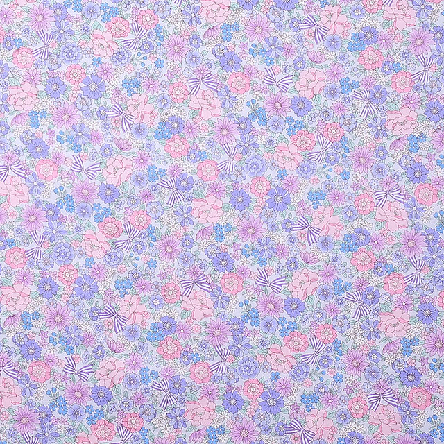 生地 小花ブロードプリント 8.リボン(AP4187) 8D.パープル 09Af15_