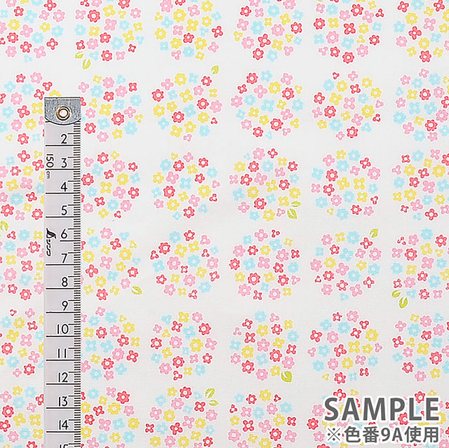 生地 小花ブロードプリント 9.あじさい(AP4187) 9E.イエロー 99Zz99_