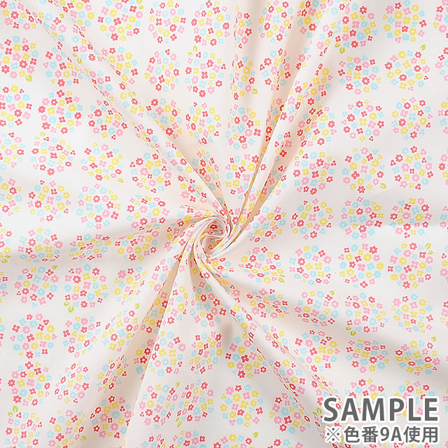 生地 小花ブロードプリント 9.あじさい(AP4187) 9E.イエロー 99Zz99_