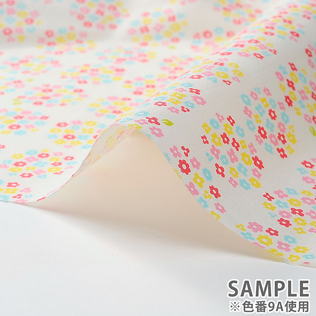 生地 小花ブロードプリント 9.あじさい(AP4187) 9E.イエロー 99Zz99_