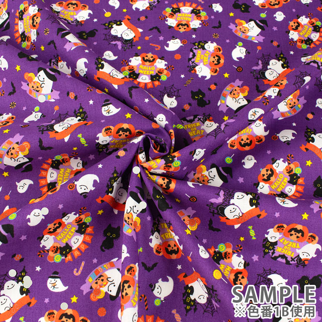 生地 ハロウィンプリント trick or treat/シーチング(AP45101) 1A.オレンジ 09Ae99_