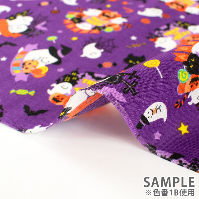 生地 ハロウィンプリント trick or treat/シーチング(AP45101) 1A.オレンジ 09Ae99_