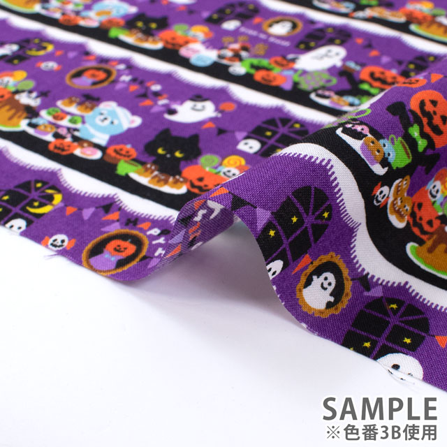 生地 ハロウィンプリント ハロウィンパーティー/シーチング(AP45101) 3C.グレー 09Ae99_