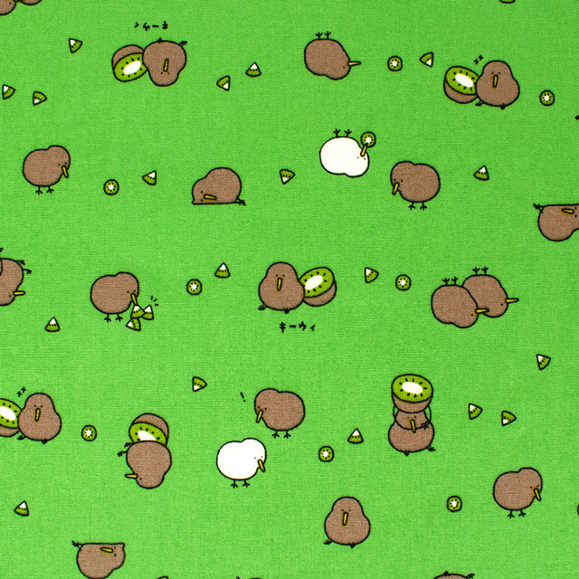 生地 リトルアニマルワールド キーウィ柄/シーチング(AP45104) 1D.グリーン 09Ae99_