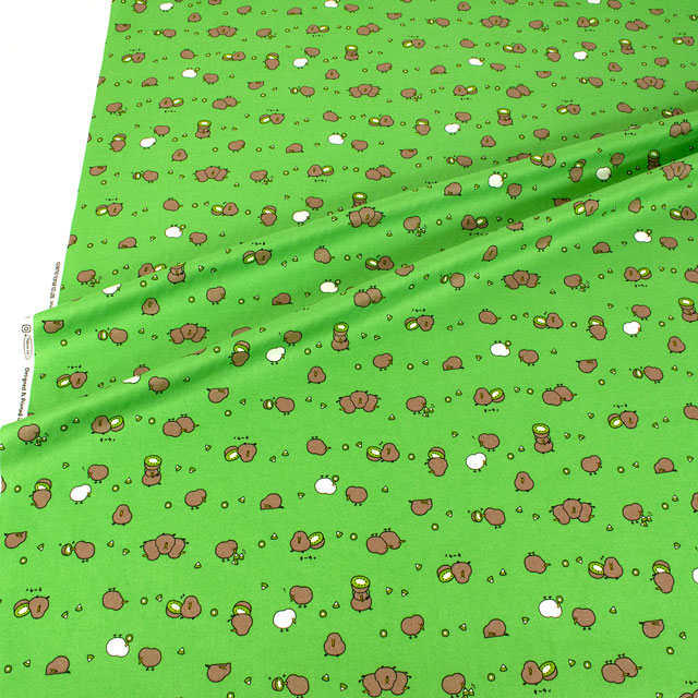生地 リトルアニマルワールド キーウィ柄/シーチング(AP45104) 1D.グリーン 09Ae99_