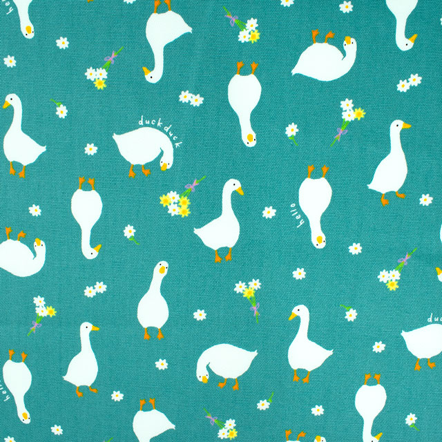 生地 ディアアニマル あひる柄/オックス(AP45105) 1B.ブルー 09Ae99_