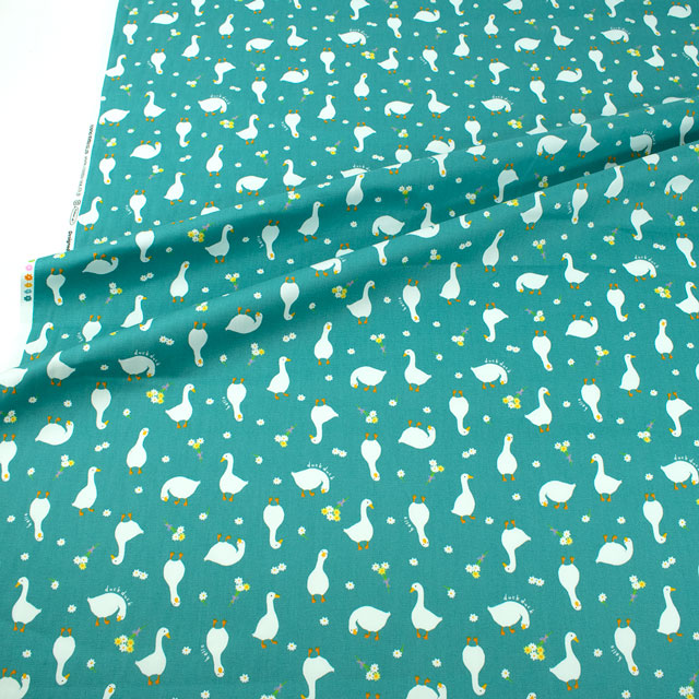 生地 ディアアニマル あひる柄/オックス(AP45105) 1B.ブルー 09Ae99_