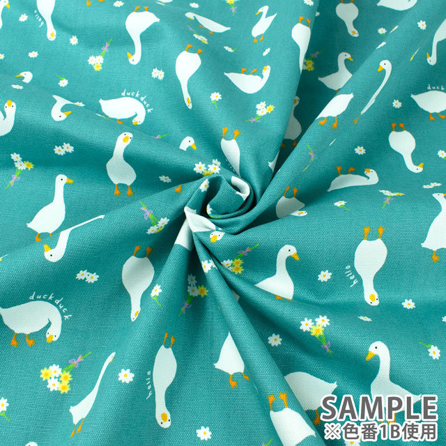 生地 ディアアニマル あひる柄/オックス(AP45105) 1B.ブルー 09Ae99_