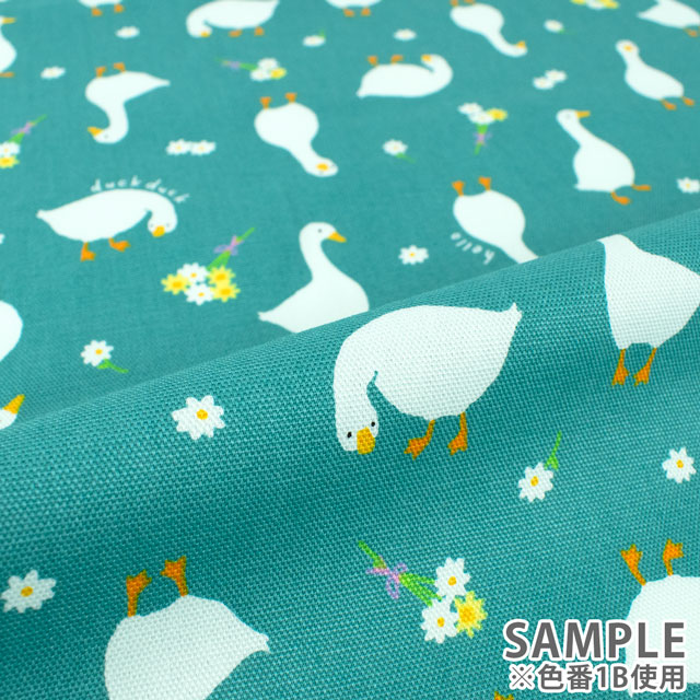 生地 ディアアニマル あひる柄/オックス(AP45105) 1B.ブルー 09Ae99_