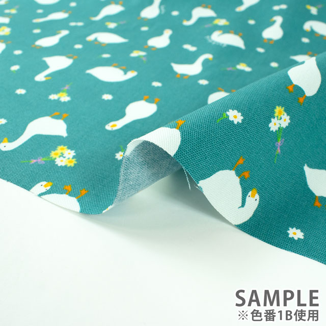 生地 ディアアニマル あひる柄/オックス(AP45105) 1B.ブルー 09Ae99_