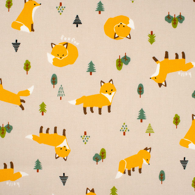 生地 ディアアニマル きつね柄/オックス(AP45105) 2A.ベージュ 09Ae99_