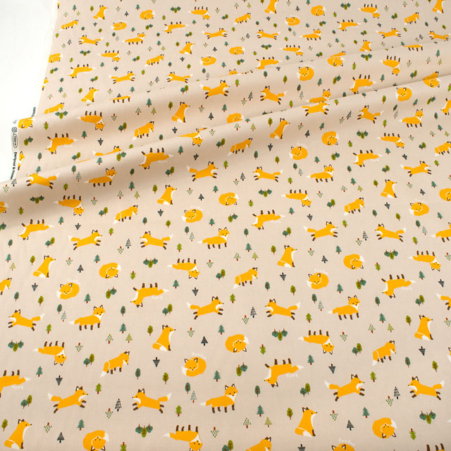 生地 ディアアニマル きつね柄/オックス(AP45105) 2A.ベージュ 09Ae99_