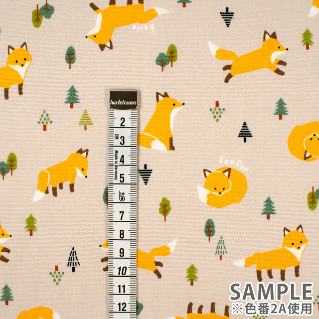 生地 ディアアニマル きつね柄/オックス(AP45105) 2A.ベージュ 09Ae99_