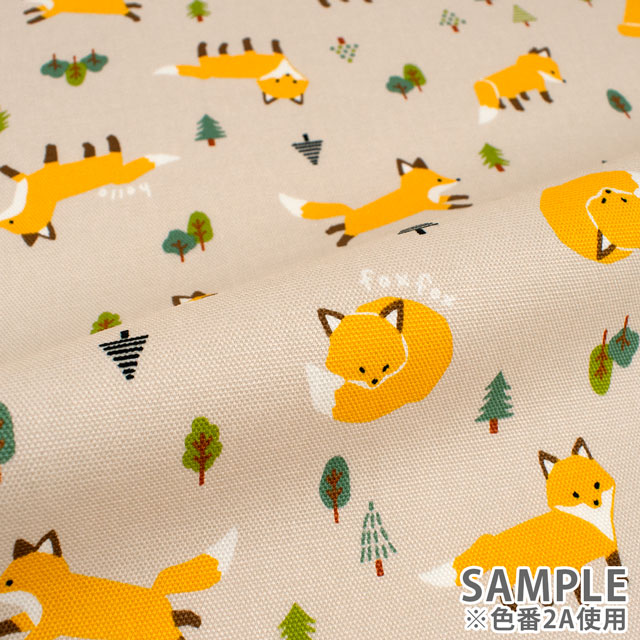 生地 ディアアニマル きつね柄/オックス(AP45105) 2A.ベージュ 09Ae99_
