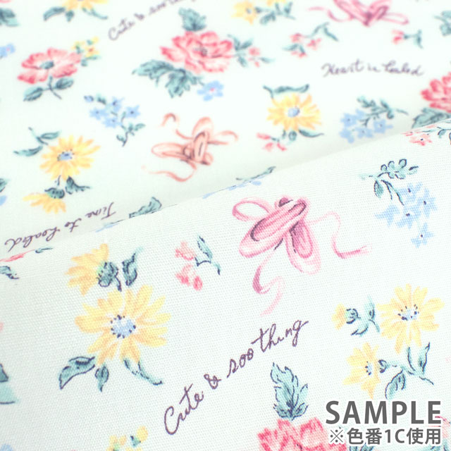 生地 FIND ME 花とトウシューズ/シーチング(AP45201) 1A.クリーム 09Af15_