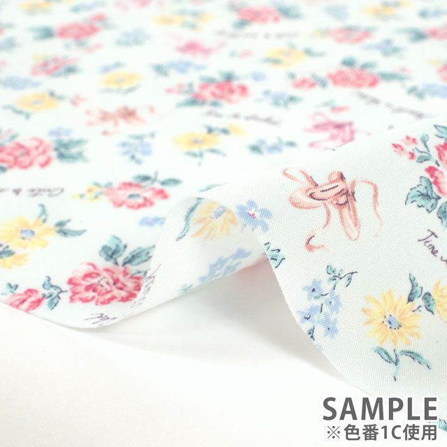 生地 FIND ME 花とトウシューズ/シーチング(AP45201) 1A.クリーム 09Af15_