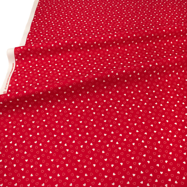 生地 リトルハート/スケア(AP45808) 1B.レッド×オフ 09Bk23_