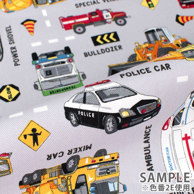 生地 オックスプリント 働く車(AP51207L) 2A.生成 09Ae99_