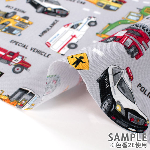 生地 オックスプリント 働く車(AP51207L) 2A.生成 09Ae99_