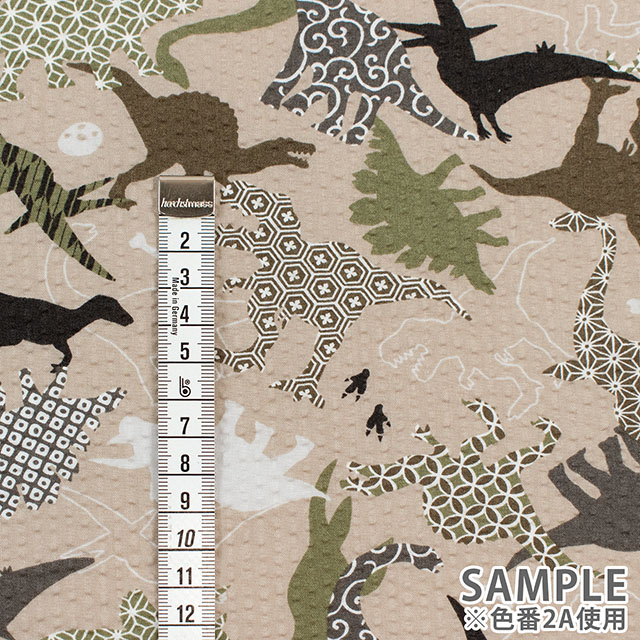 生地 和柄リップルプリント 恐竜(AP62108H) 2C.グリーン 09Ae99_