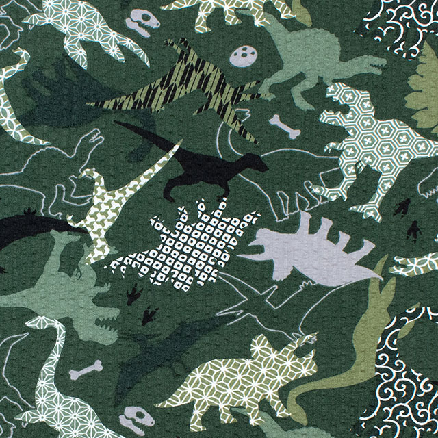 生地 和柄リップルプリント 恐竜(AP62108H) 2C.グリーン 09Ae99_