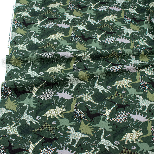生地 和柄リップルプリント 恐竜(AP62108H) 2C.グリーン 09Ae99_