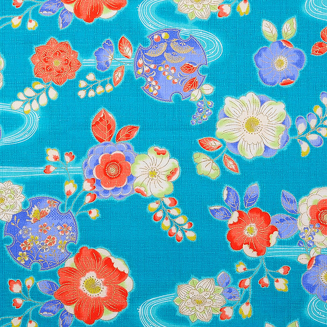 生地 ワモノガタリ 牡丹/サザンクロス(AP92810) 2C.水色 99Zz99_