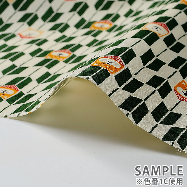 生地 和柄プリント 福々 柴犬と矢絣(AP11902) 1D.赤 99Zz99_