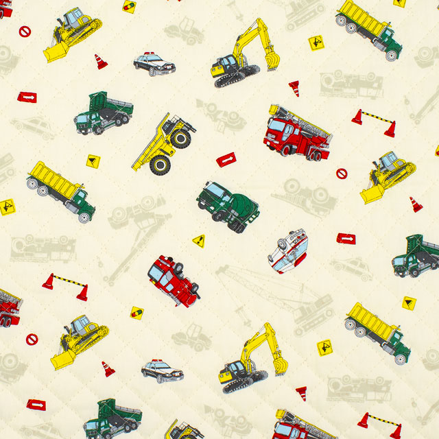 生地 キッズランド BOYS 働くくるま/キルティング(AQ24111) 11B.キナリ 09Bi19_