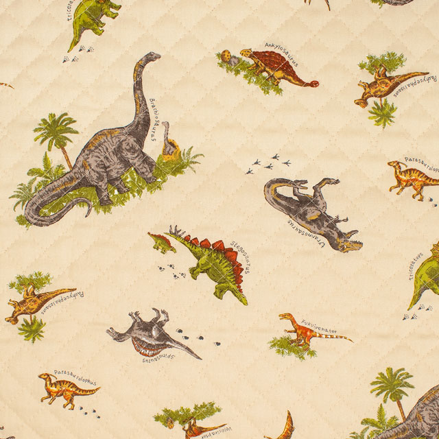 生地 キッズランド BOYS 恐竜/キルティング(AQ24111) 14B.ベージュ 09Bi19_