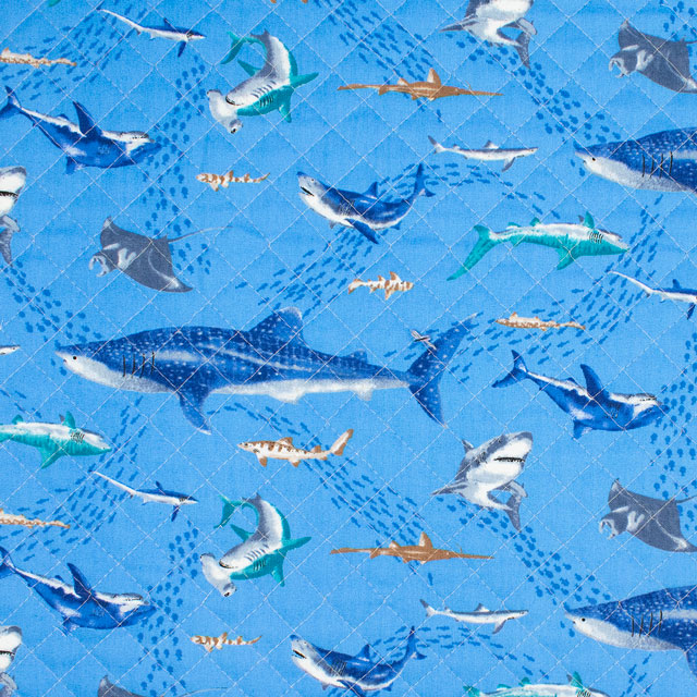 生地 キッズランド BOYS 海の生き物/キルティング(AQ24111) 15C.ブルー 09Bi19_