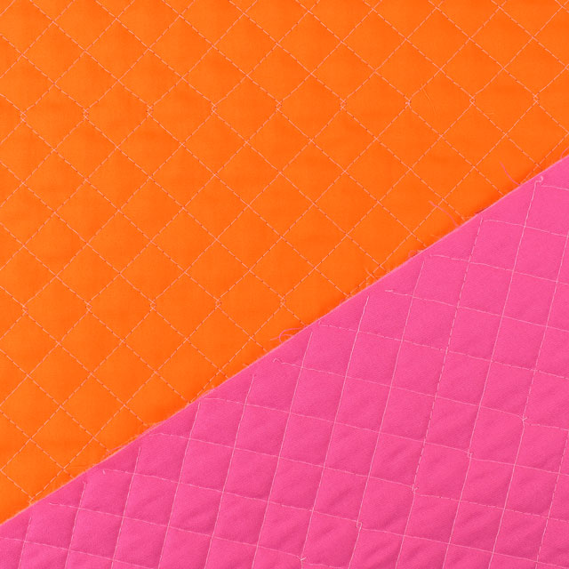 キルティング生地 リバーキルト(AQ85751) 142.オレンジ×濃ピンク 99Zz99_