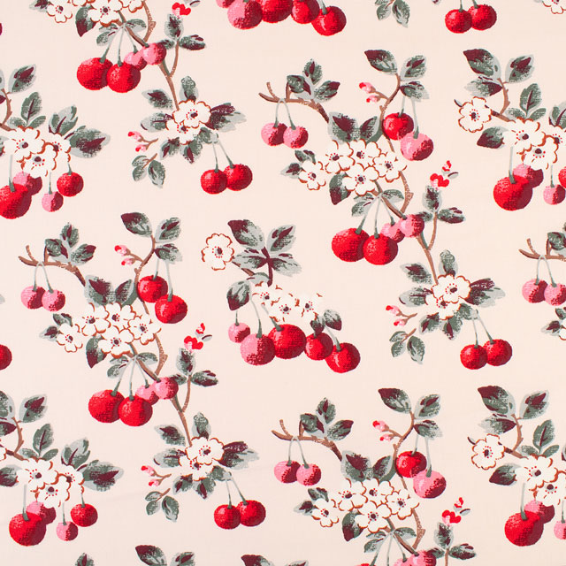 生地 Cath Kidston-キャスキッドソン CHERRY SPRING チェリー・スプリング(AWCK06) RED 09Ac04_