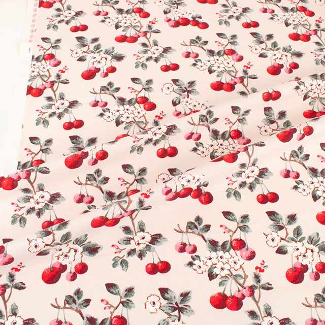 生地 Cath Kidston-キャスキッドソン CHERRY SPRING チェリー・スプリング(AWCK06) RED 09Ac04_