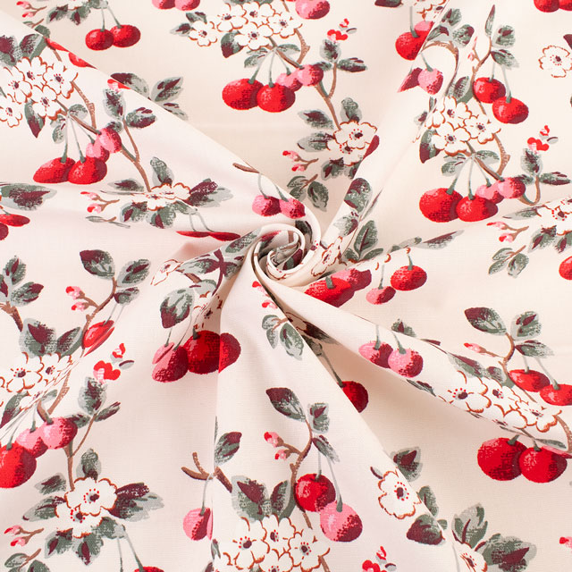 生地 Cath Kidston-キャスキッドソン CHERRY SPRING チェリー・スプリング(AWCK06) RED 09Ac04_