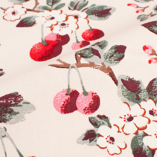生地 Cath Kidston-キャスキッドソン CHERRY SPRING チェリー・スプリング(AWCK06) RED 09Ac04_
