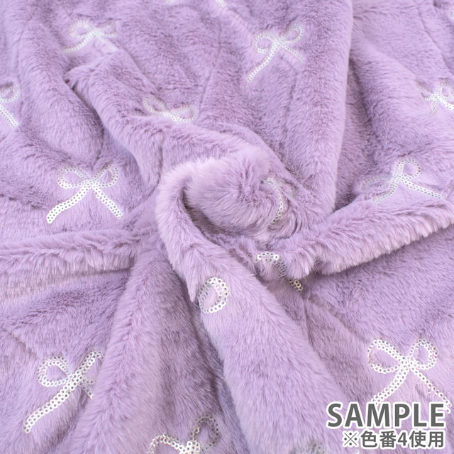 生地 スパンコールリボンファー 約125cm幅×50cmカット(axl-25-81577) 4.パープル 10Bo23_