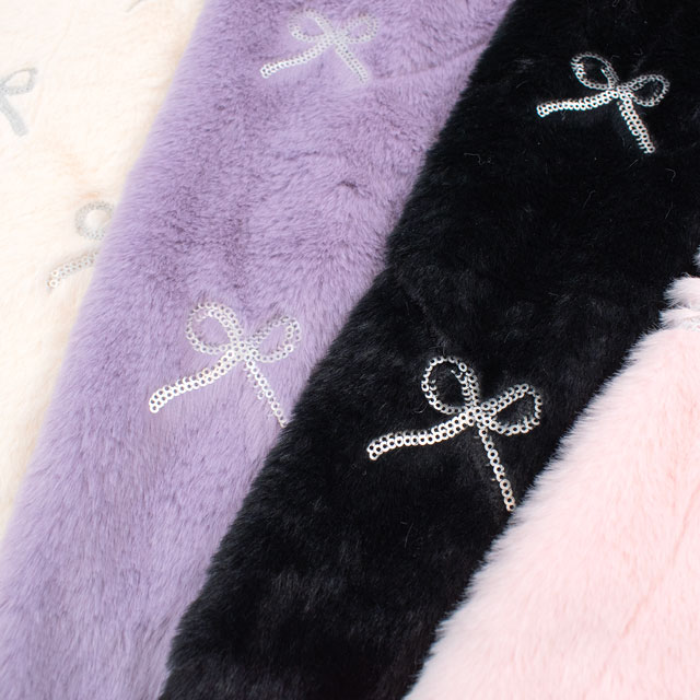 生地 スパンコールリボンファー 約125cm幅×50cmカット(axl-25-81577) 4.パープル 10Bo23_