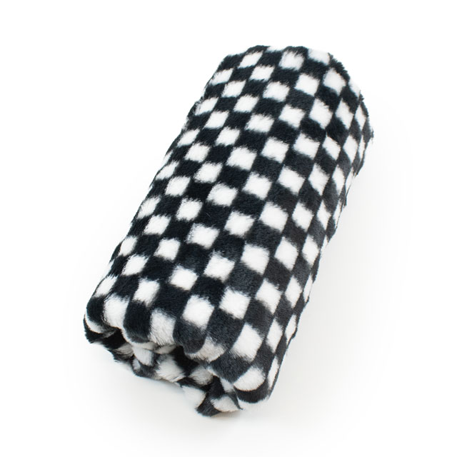 生地 チェックファー 約160cm幅×50cmカット(axl-25-81585) 11.ブラック×ホワイト 10Bo23_